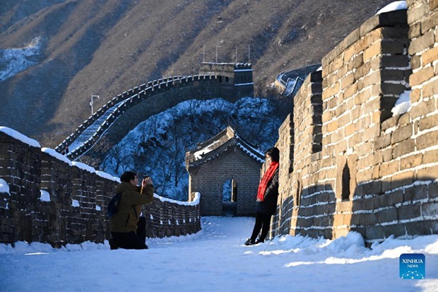 Snow scenery of Mutianyu section of Great Wall