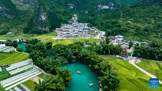 People enjoy themselves in Luodian County, China
